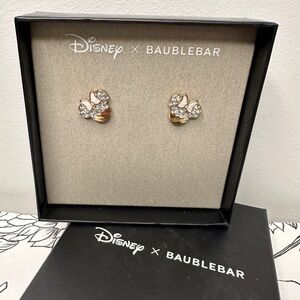 New in Box - Disney X BAUBLEBAR Minnie Mouse Gold Pave Stud Earrings
